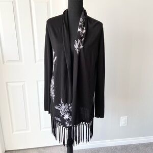 Rachel Roy Boho Tassel Animal Pattern Lightweight Cardigan